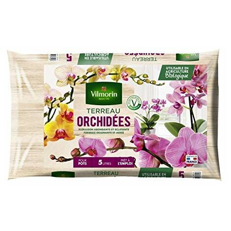 Vilmorin - Terriccio per Fiori, 5 l, Cura e Cura per Tutte Le varietà di Orchidee, Colore: Marrone