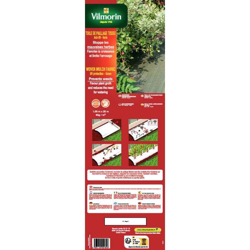 Toile de Paillage Tissée - 1.05 m x 20 m - Vert Vilmorin