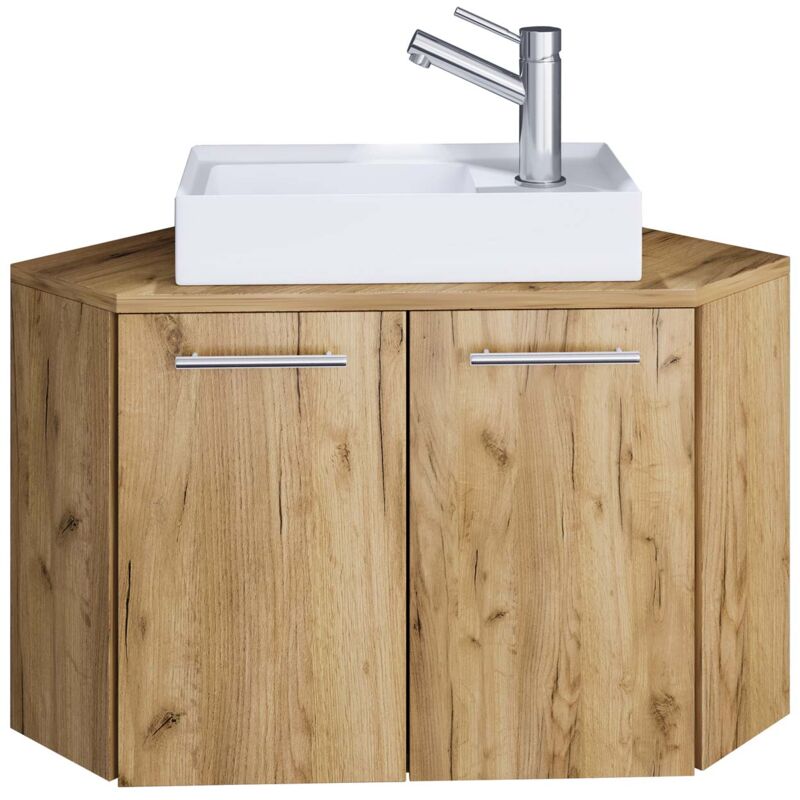 Vilosa meuble sous lavabo coin chêne décor.