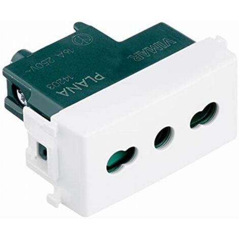 VIMAR 0R14203 Plana Bpresa con protezione Sicury 2P+T 16A standard italiano tipo P17/11, bianco