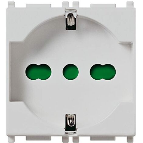 Vimar 0R14210.SL Plana Silver Presa a muro universale con protezione SICURY, 2P+T 16A, Argento