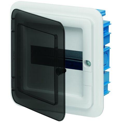 Vimar 0TV53108 Centralino estetico IP40, 8 Moduli, Guida DIN (60715 TH35), Portello Colore fumé, Completo di Scatola da Incasso