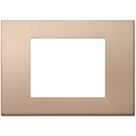 Vimar 30653.71 LINEA Placca a 3 moduli in metallo, dimensioni 12.28 x 8.8 x 1.03 cm, color bronzo