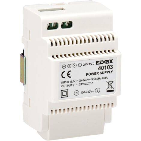 Vimar 40103 Alimentatore per Videocitofono con Uscita 24 V, Alimentazione 100-240 V 50/60 Hz, Installazione su Guida DIN (60715 Th35), 3 Moduli, Bianco