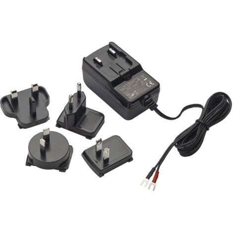 VIMAR 40104 Alimentatore switching 100-240 Vac 50/60 Hz, spina 2P intercambiabile standard europeo, britannico, americano e australiano, uscita con terminali 24 Vdc 1 A, nero