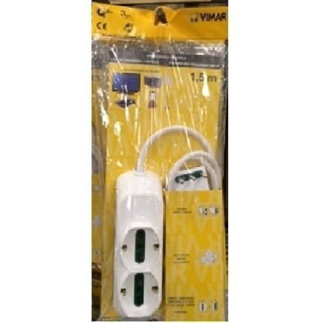 VIMAR C.B FP00520.CB Mobile Multipla 2 Presa Universale, 4P17/11 e Spb17, Cavo da 1,5 m, Senza USB, Bianco