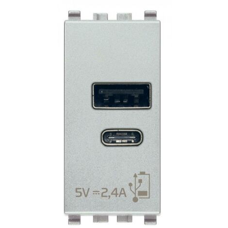 VIMAR VIMAR PLANA PRESA USB A+C 5V 2,4A 1 MODULO COLORE BIANCO 14292.AC