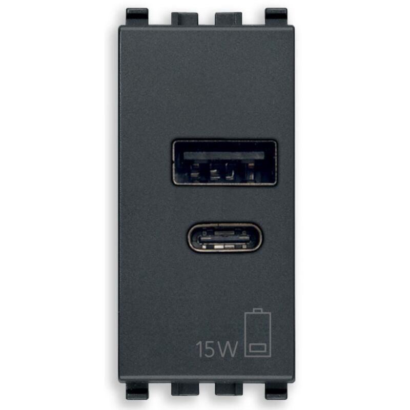 Vimar eikon prise usb-a+c 1 module 15w gris - 20292.ac.15
