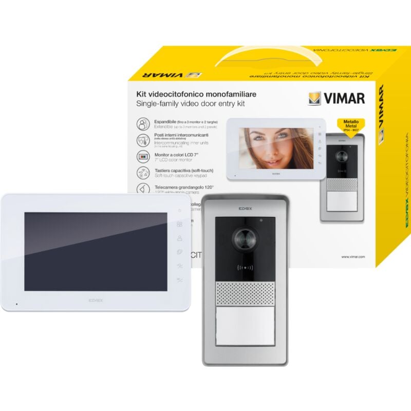 Elvox kit d'entrée vidéo moniteur + bloc d'alimentation + platine de rue - k42910 - Vimar