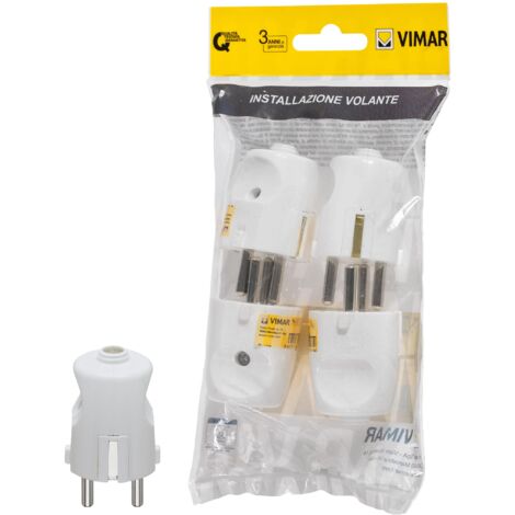 Vimar FP00230.B Spina SCHUKO 2P+T 16 A 250 V 4 pezzi, standard tedesco, uscita cavo assiale, bianco