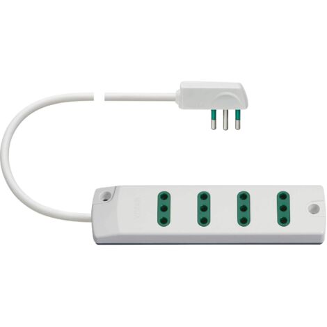 VIMAR FP00401.C.B 400 Presa Multipla 4 Prese 10a Spina 10a Salvaspazio Con Cavo 1,5 metri, colore Bianco