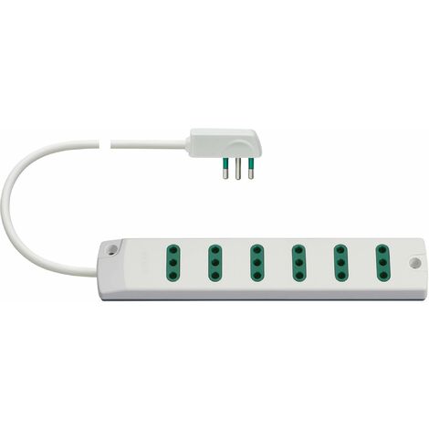 VIMAR Fp00402.C.B Presa Mobile Multipla Con 6 Uscite Sicury Standard Italiano P11, 1,5 M Cavo, Spina Piatta 2P+T 10, Standard Italiano, Bianco