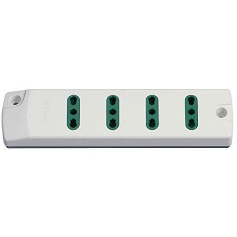 VIMAR FP00404.B Presa mobile multipla 2P+T 16 A 250 V, con 4 uscite Bpresa SICURY standard italiano tipo P17/11, fornita senza cavo, bianco