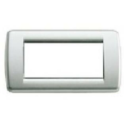Vimar placca 4 moduli rondo' in metallo argentata serie idea 16754.21
