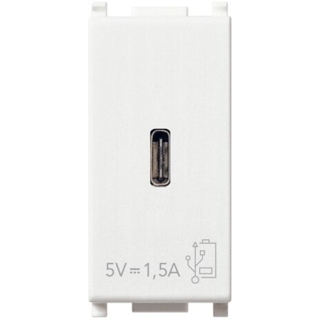 Vimar plana alimentatore usb c 5v 1.5a per dispositivi elettronici 1 uscita usb c frontale colore  bianco 14292.c