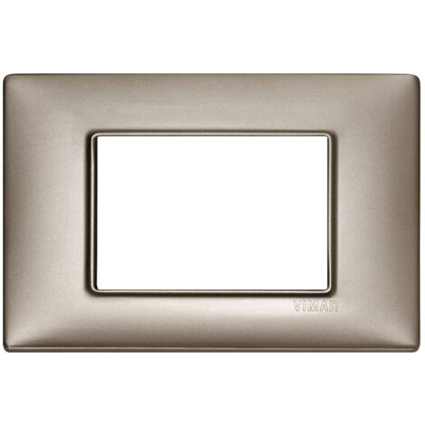Vimar plana placca 3 moduli metallo  colore titanio 14653.74