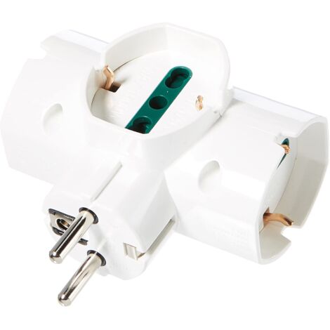 Vimar RI.00316.B Adattatore elettrico multiplo verticale, 3 prese universali con protezione bambini SICURY, spina Schuko 2P+T 16 A combinata standard tedesco e francese