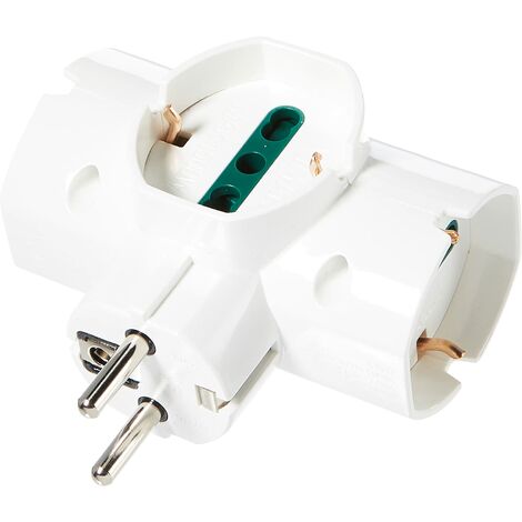 Vimar RI.00316.B Adattatore elettrico multiplo verticale, 3 prese universali con protezione bambini SICURY, spina Schuko 2P+T 16 A combinata standard tedesco e francese