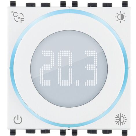 Vimar Thermostat rotatif à 2 modules avec affichage Blanc 02970.B