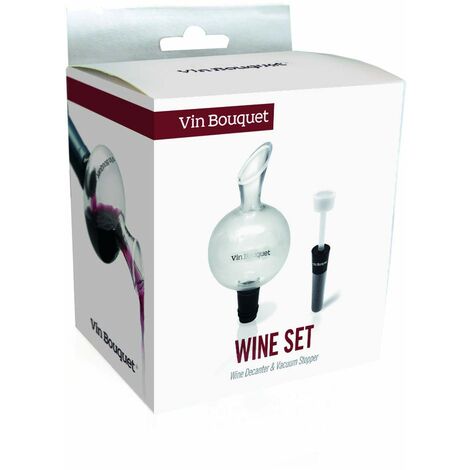 Vin Bouquet Decanter e Tappo a Vuoto Kit Vino, Nero, 0 cm, 2 unità