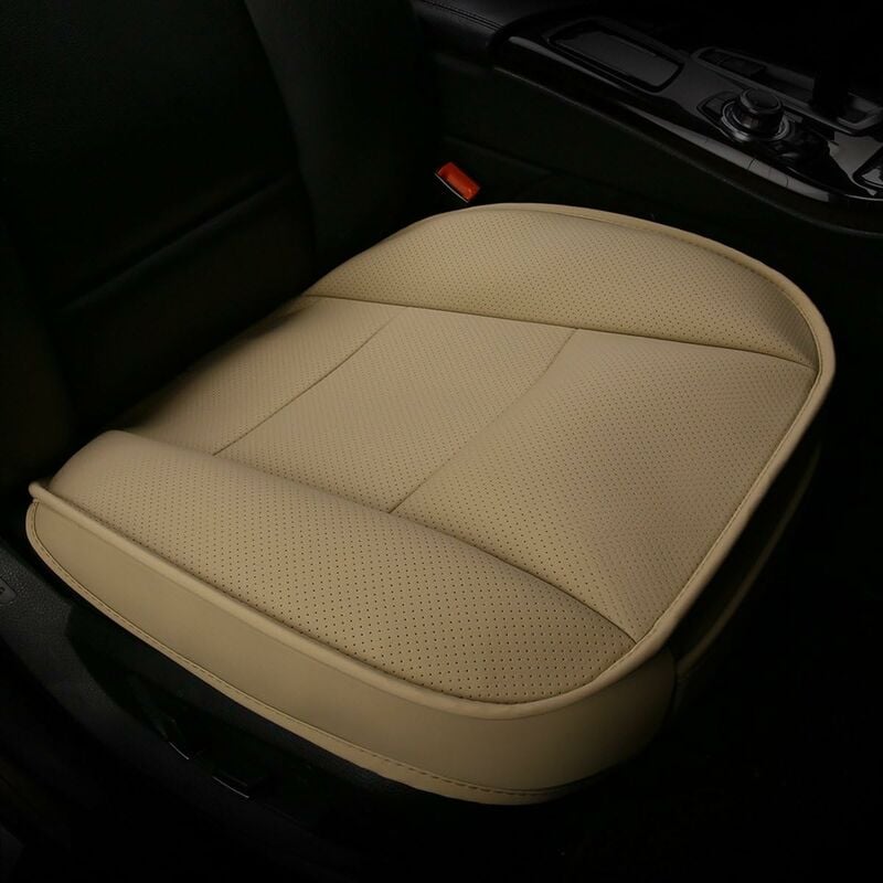 Beige Coussin de siège de Voiture Housse de siège PU en Cuir et Bambou Mat Pad
