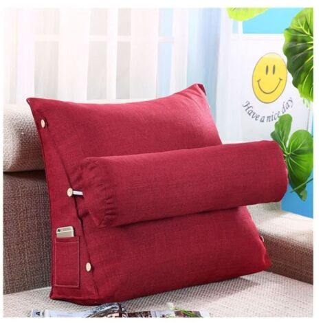 (Vin rouge)Triangle Wedge Coussin de Lecture avec soutien du cou, Support d'coussin en Coin Coussins Lombaires de Chaise Vin rouge 45x48x20cm