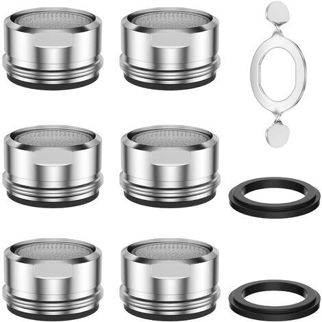 Vinabo Aeratore Rubinetto 6pz, M24 Aeratore Rubinetto Bagno,Filtro per Rubinetto Cucina,Aereatore Rubinetti,Filtro Acqua Rubinetto in Acciaio Inox con Aereatori ABS + 8 Guarnizioni e 1 Chiave Cromata