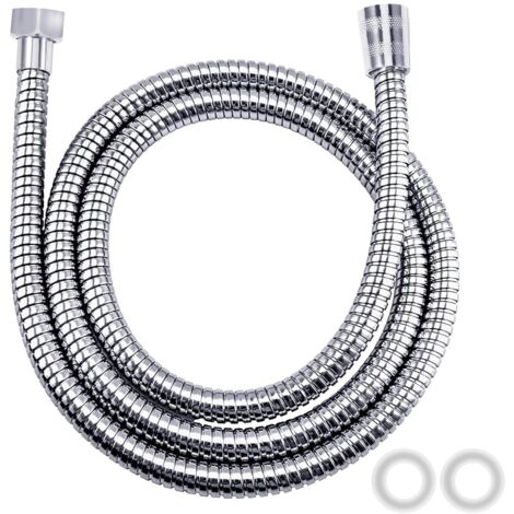Vinabo Flessibile Doccia in Acciaio Inossidabile (G1/2 pollici, 150 CM),Tubo Doccia, Anti-Esplosione Resistente Alta Temperatura Anti-Torsione Cromo Tubo per Doccia Lungo, Argento