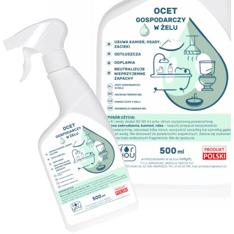 VINAGRE DOMÉSTICO en gel 14% 500 ml, limpiador de cocina y baño