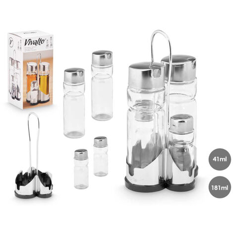 VINAGRERAS ACERO INOXIDABLE + VIDRIO  JUEGO