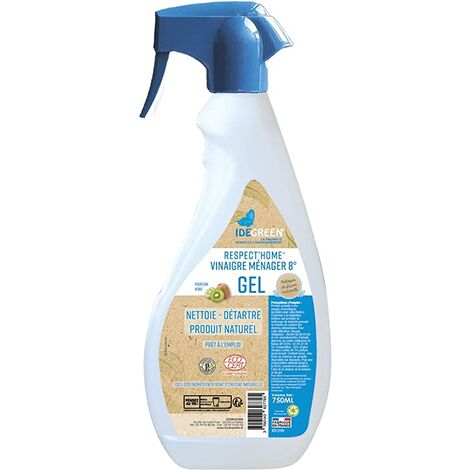 Vinaigre d'alcool ménager 8° gel arome kiwi - IDEGREEN - RESPECT HOME - 750ml