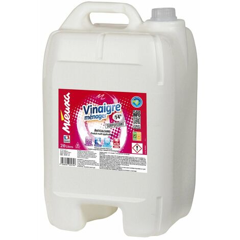 Vinaigre ménager surpuissant 20 L – Nettoyant puissant pour surfaces – Élimine les taches tenaces – Formule concentrée