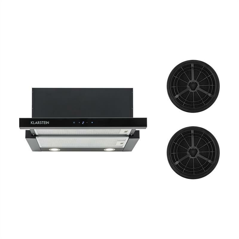 Klarstein - Vinea Hotte îlot 60cm + 2 filtres recyclage d'air 610m³/h noir