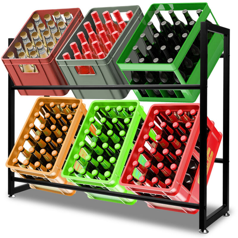 Vingo - swanew 1 pieza Estantería para Cajas de Bebidas 6 Cajas Estantería con Patas para Cajas de Bebidas Soporte para Botellas 105x32x85cm