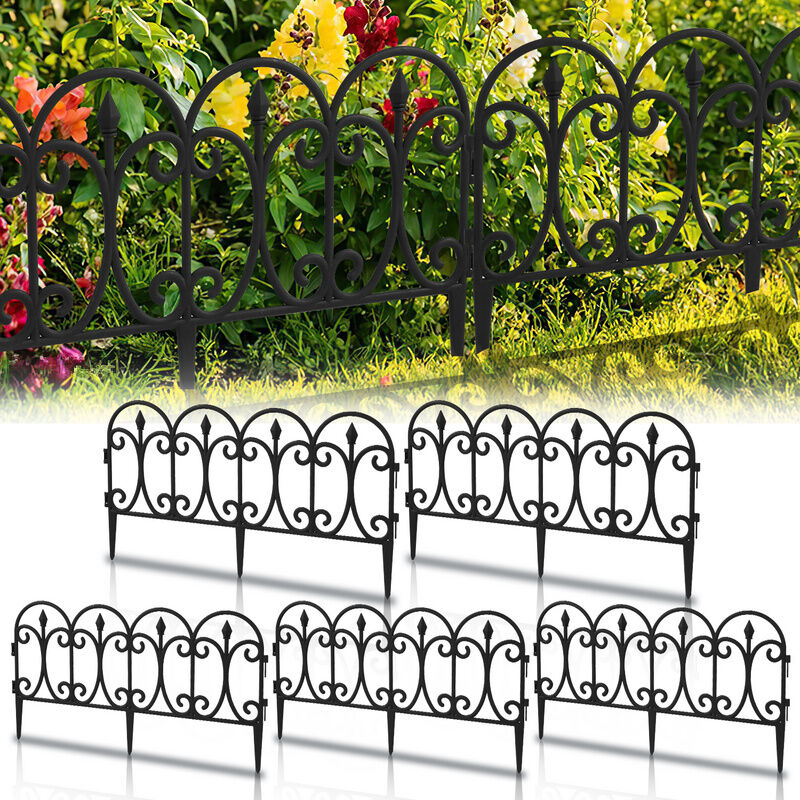 VINGO 20 pièces Bordure de pelouse Set de clôtures de parterres de fleurs en plastique Palissade de jardin Clôture décorative