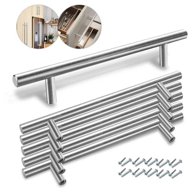 Swanew Poignées de meubles Poignée d'armoire Poignée de porte de cuisine Acier inoxydable 220x160x10MM 20 pièces