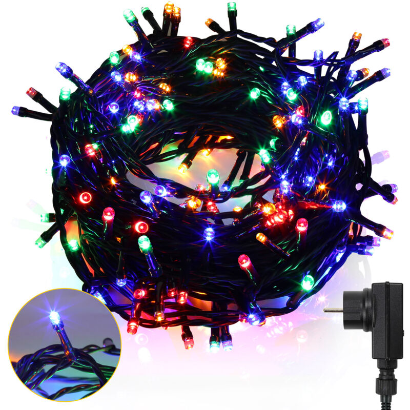 10M 100 led Guirlande lumineuse de Noël 8 modes IP44 décoration de fête Extérieur Intérieur Jardin pour Noël anniversaire mariage salon blanc Froid