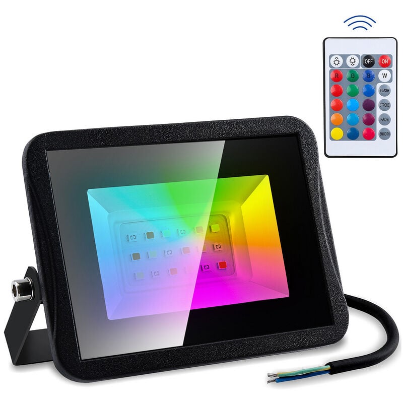 10W rgb Fluter Außenleuchte IP67 Strahler Lampe Baustrahler Wasserdicht Licht led Flutbeleuchtung Scheinwerfer – Schwarz – Vingo | 00726505726220