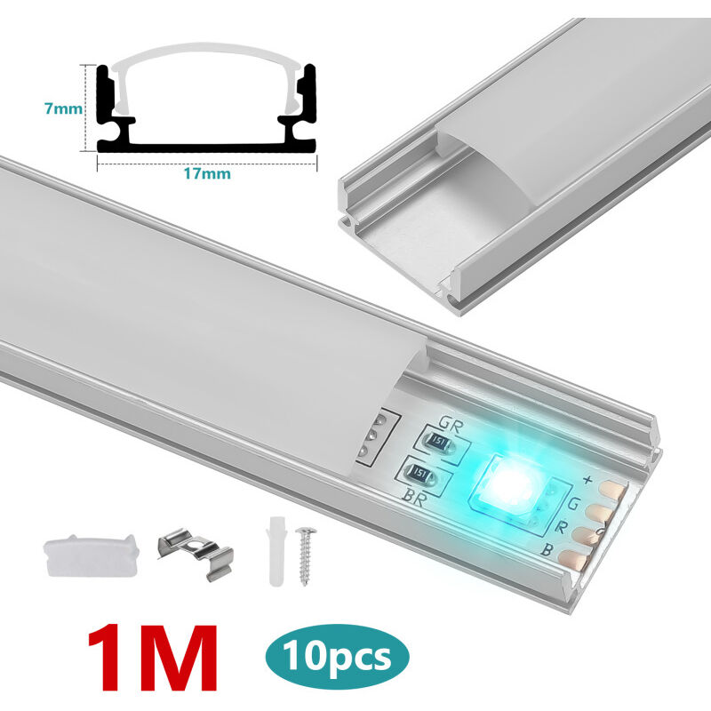 Vingo - einfeben 10x 1m led profilé aluminium bande d'angle bande bandes blanches rail aluminium,Forme-U