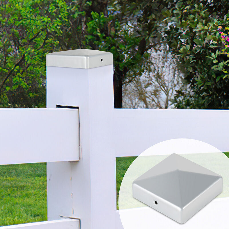 10x Capuchon de poteau Couvercle de poteau Couvercle de clôture Couvercle de poteau Argent 71mm - Vingo