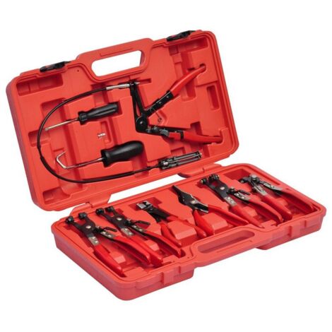 VINGO 11pcs Pince à colliers de serrage pour tuyaux Clip pour tuyaux Outil valise kit voiture - Noir