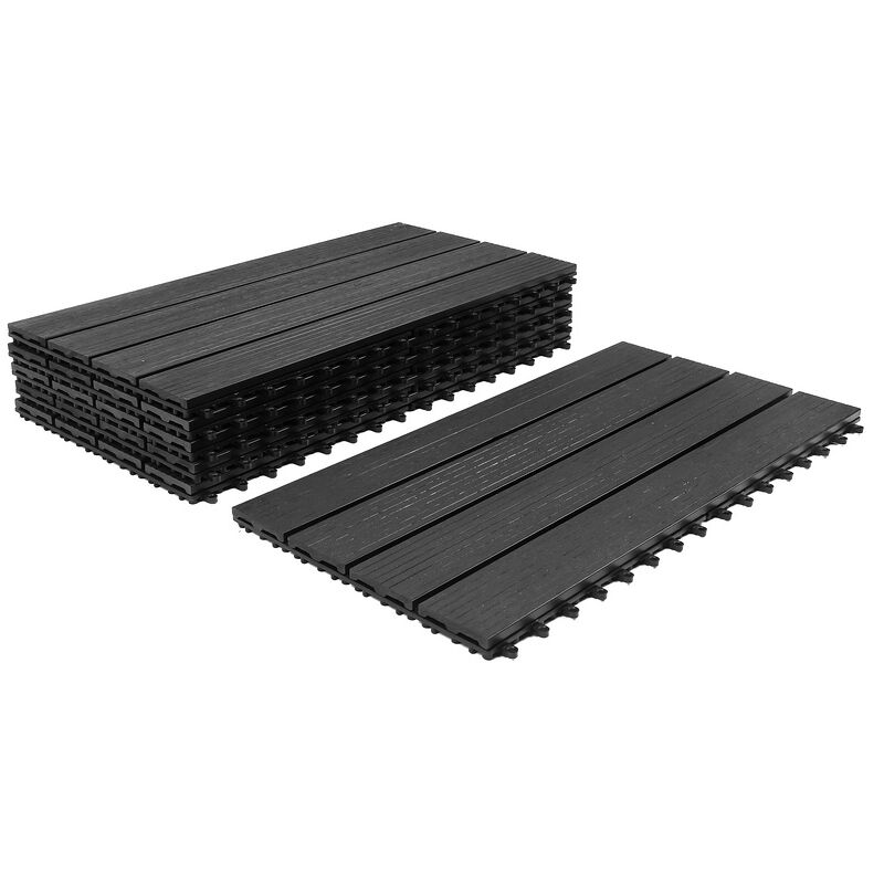 Vingo - 30x Carreau de Terrasse en wpc Relief wpc 30x30 cm 5 m² Gris