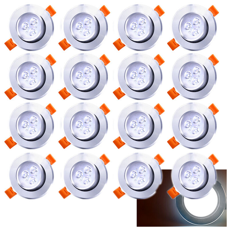 20X led Spot Spot encastré Set Spot encastré pour plafond IP44 3W a++ 230 v Blanc froid ce&rohs avec transformateur - Vingo