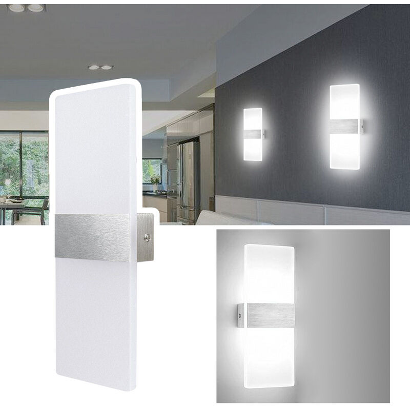 VINGO 2X Applique murale LED Intérieur Lampe de couloir Moderne Extérieur Lampe murale Keller Éclairage mural Blanc 12W