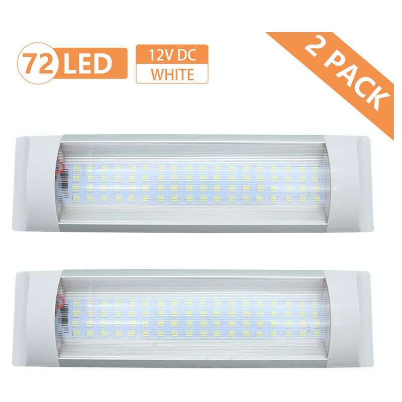 VINGO 2X LED d'éclairage intérieur Lampe d'appoint Rampe lumineuse Lampe de cuisine Applique murale Lampe de placard Toit 12V DC Blanc