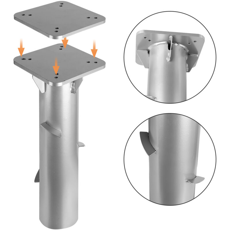 2x pied de parasol parasol en acier inoxydable plaque de base universelle manchon de sol - Vingo
