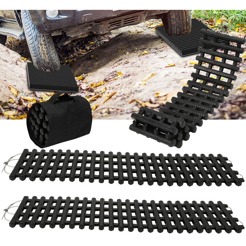 Vingo - 2X Planches de traction en matériau tpr, (80 cm) pour véhicules tout-terrain comme les voitures, les pick-up, les suv, les camping-cars, sur