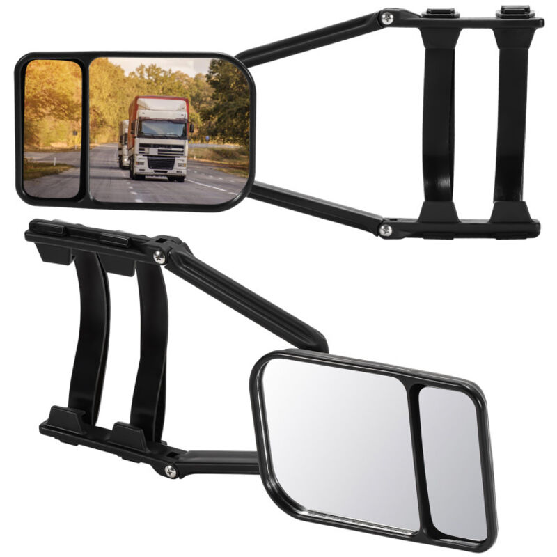 Swanew 2x rétroviseur de caravane rétroviseur camping-car à clipser rotatif rétroviseur universel caravane Double miroir 12.5x18.5 cm