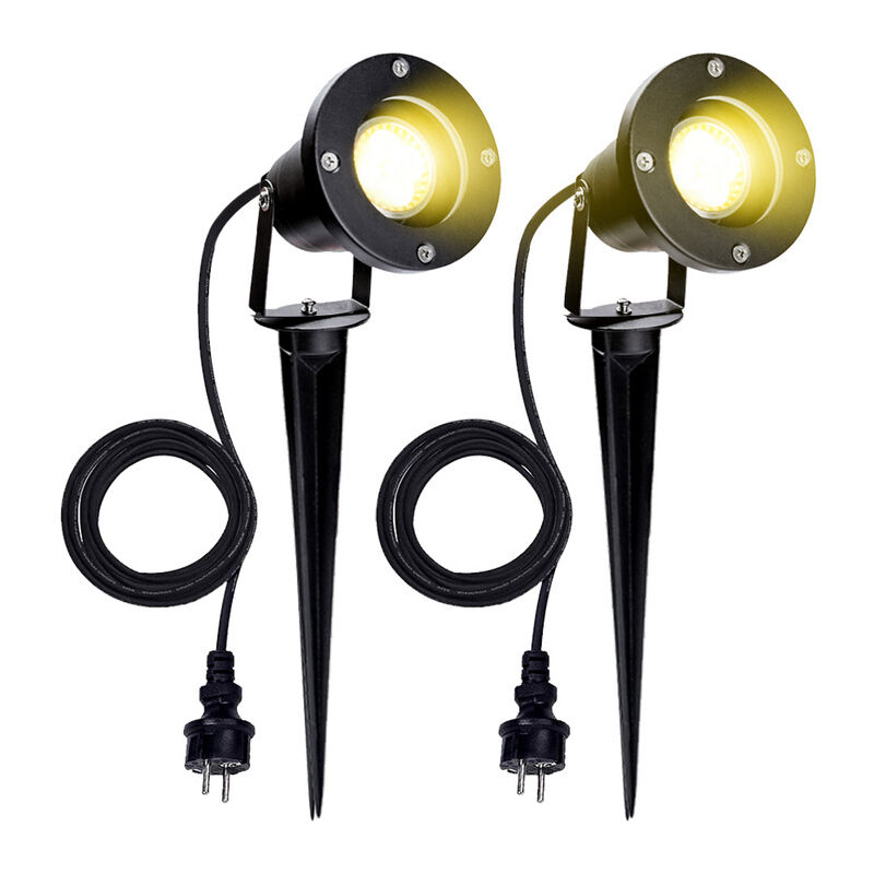 Vingo - 2X Spot de jardin led spot extérieur led blanc chaud IP65 lumière de jardin 4W GU10 pré pour extérieur pré de jardin