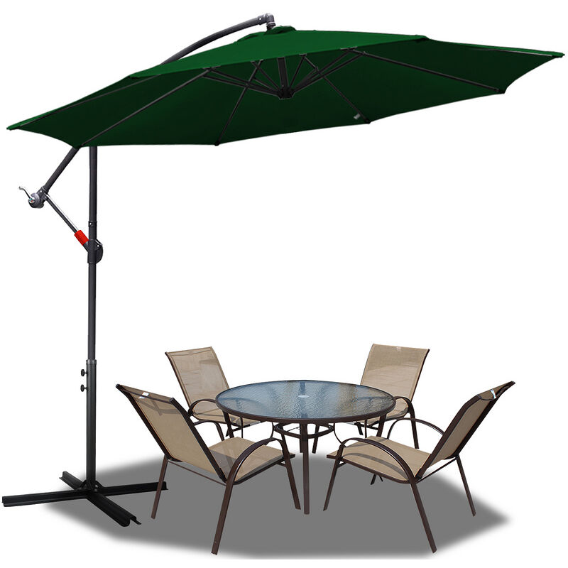 Vingo - 350cm parasol marché parasol parasol cantilever parasol jardin parasol inclinable pendule parapluie,vert - vert